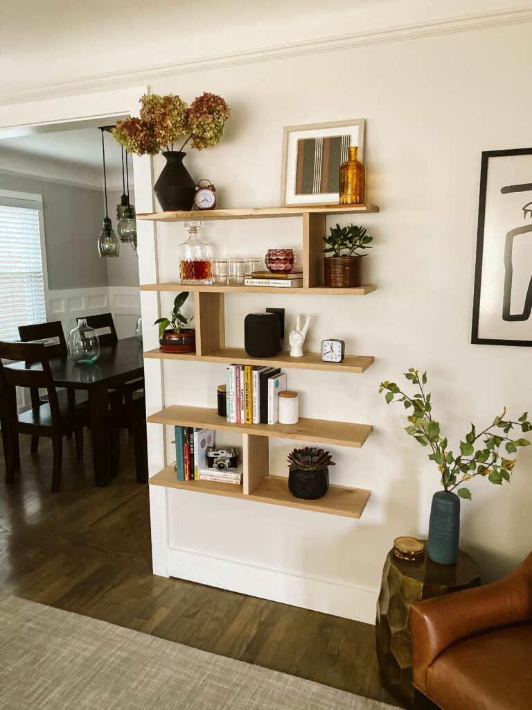 Build Mid Century Floating Shelves, How To Style Floating Shelves In Living Room