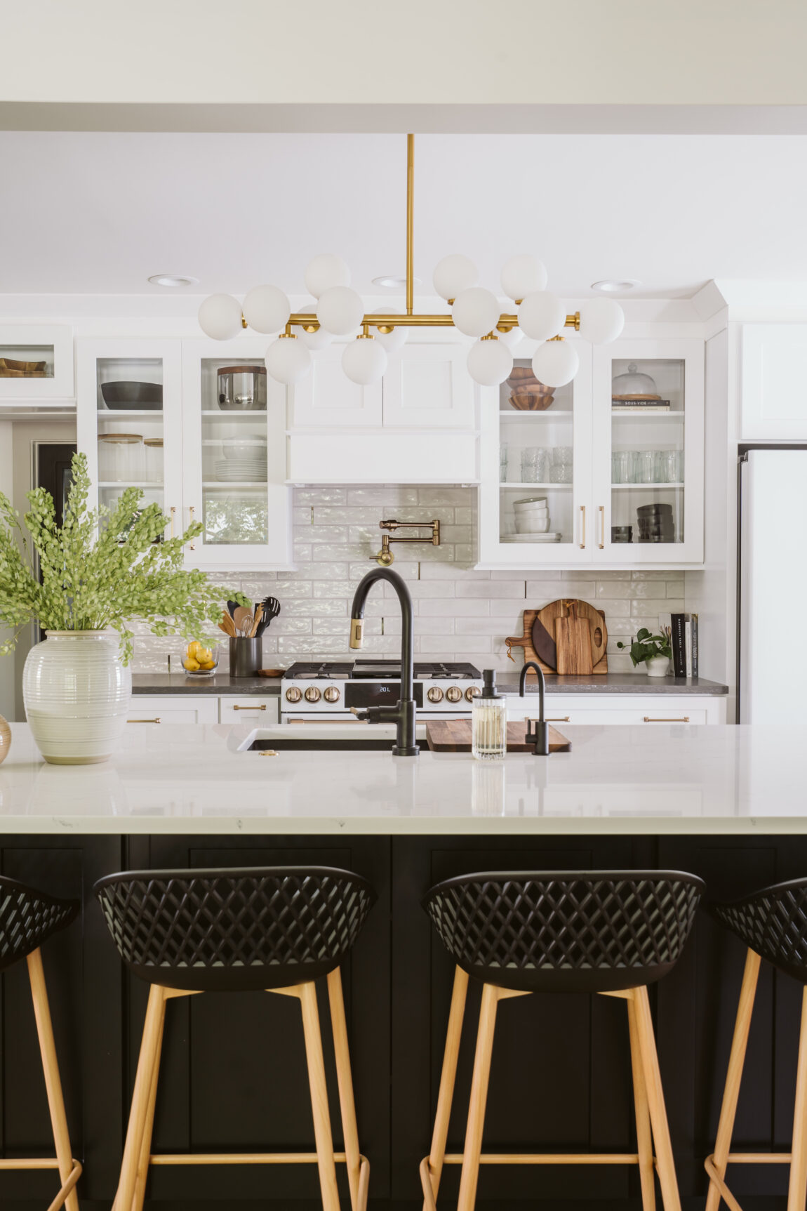 HOW TO STYLE GLASS FRONT KITCHEN CABINETS - CLARK + ALDINE
