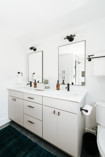 Modern Black & White Kids Bathroom Remodel | Clark+Aldine MI